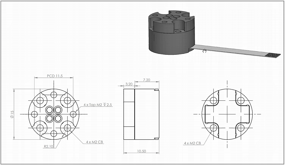 AFT20-D15微型六軸力扭矩傳感器設(shè)計圖紙