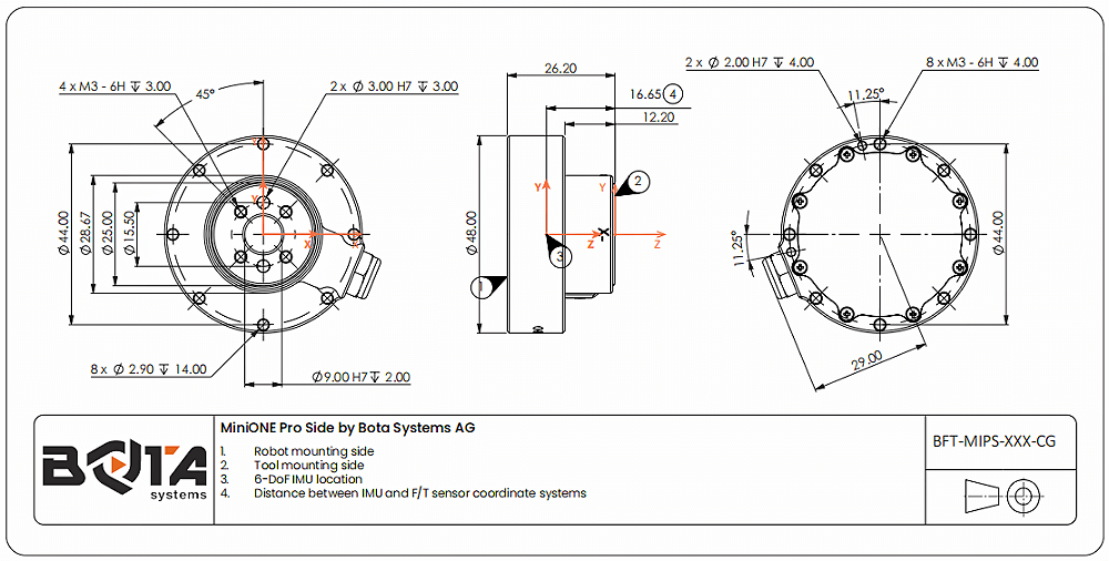 MiniONE Pro6軸力扭矩傳感機(jī)械尺寸設(shè)計(jì)圖