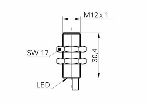 IFRM 12N1701/L 電感式接近開關(guān)的尺寸圖