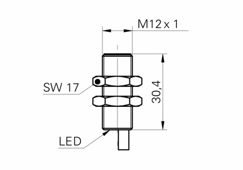 IFRM 12N1701/L 電感式接近開(kāi)關(guān)的尺寸圖