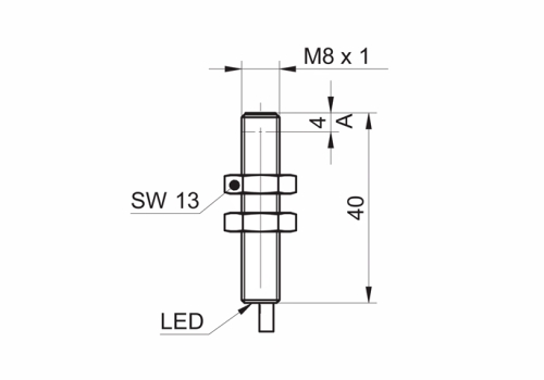 IR08.P03S-F40.NO1Z.7SCV 電感式接近開(kāi)關(guān)的尺寸圖