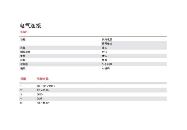 ODS9L2.8/LQZ-650-M12 傳感器的電氣連接圖